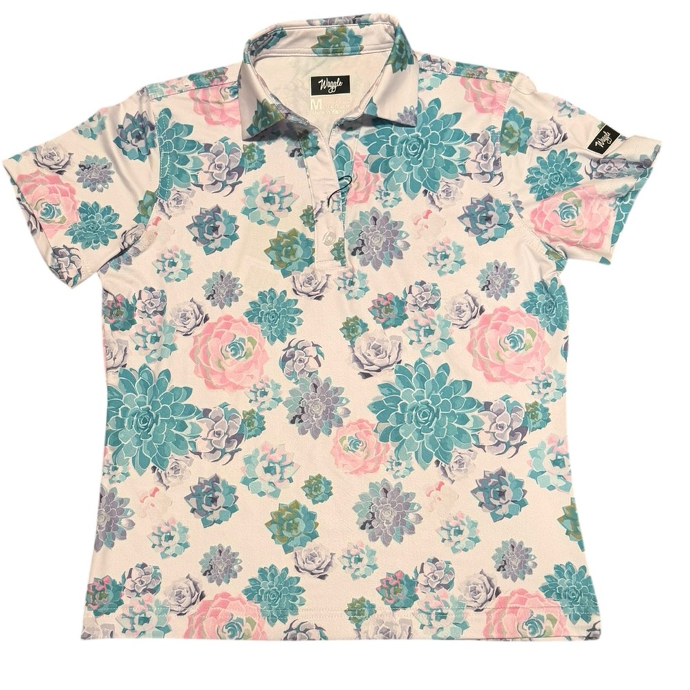 Waggle Girls Very Vera Sleeveless‎ Golf Polo Floral Print Size M NWT
